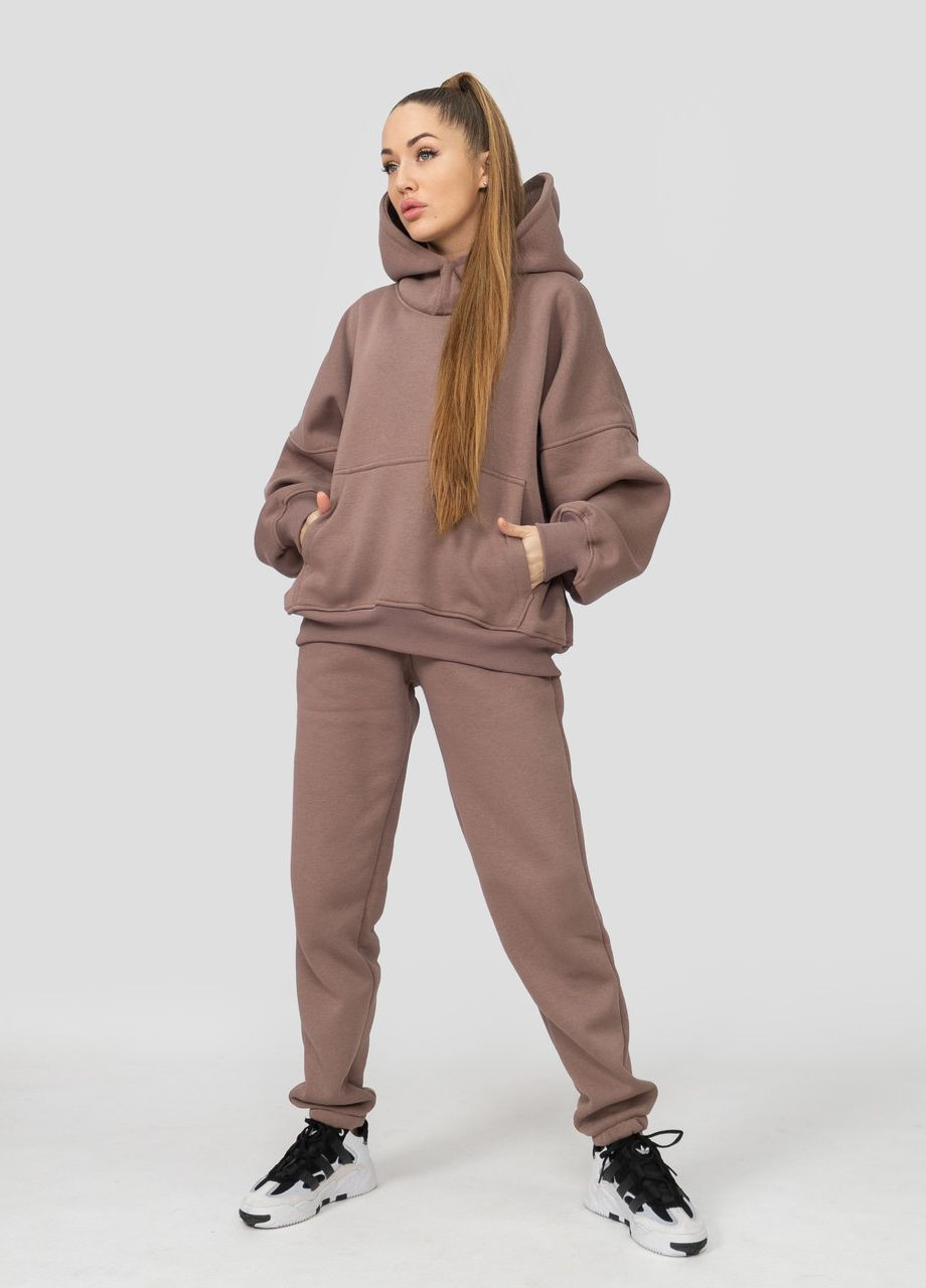 Женский костюм на флисе свитшот с капюшоном и штаны Мокко Maybel (270369455)