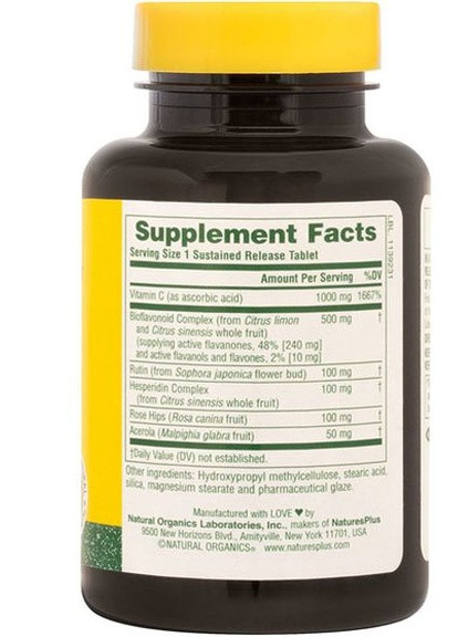 Nature's Plus Super C Complex, 1000/500 mg 60 Tabs NTP2479 Natures Plus (256722028)