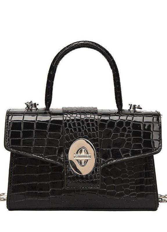 Женская классическая сумка 305 кросс-боди рептилия через плечо черная No Brand (276254380)