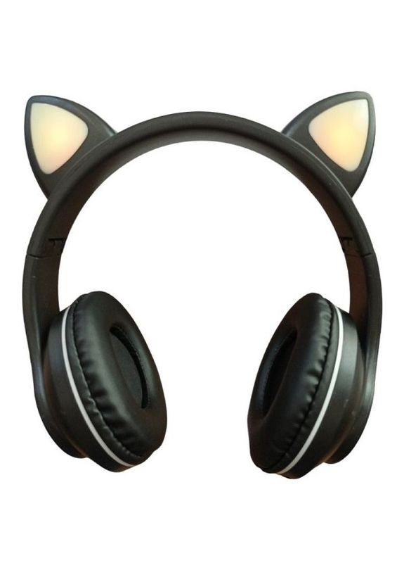 Наушники беспроводные Cat Ear VZV-28M Bluetooth с разноцветной LED подсветкой и кошачьими ушками Черные No Brand (260620013)