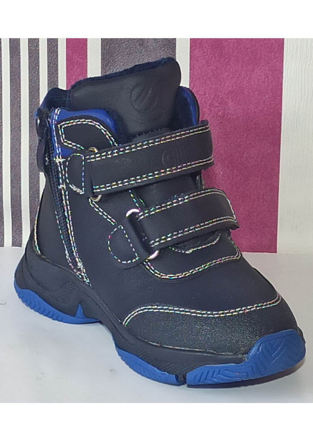 Синие повседневные зимние зимние ботинки для мальчика на овчине н253 синие 26-17,1см Clibee