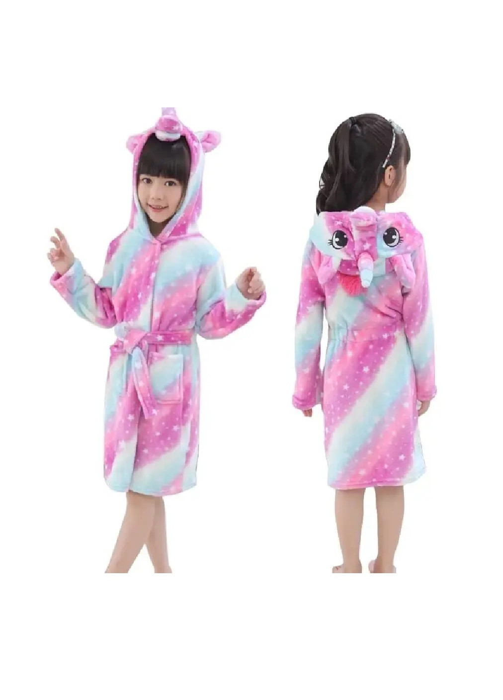 Детский махровый халат кигуруми с капюшоном карманами для детей девочек рост 140 см (475353-Prob) Единорог розовый Unbranded (266337966)