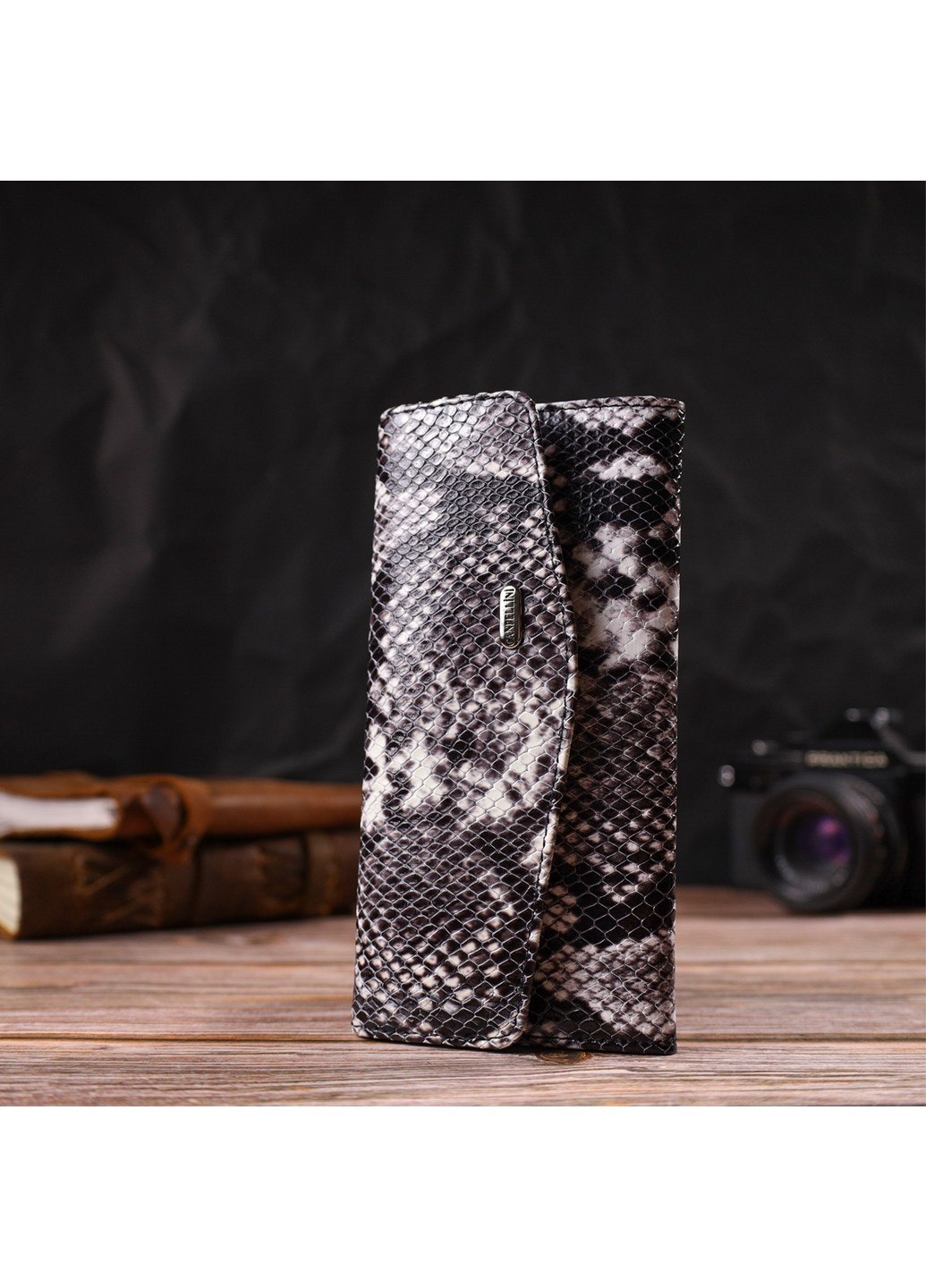 Женское фактурное портмоне из натуральной кожи с тиснением под змею 21692 Разноцветное Canpellini (259815865)