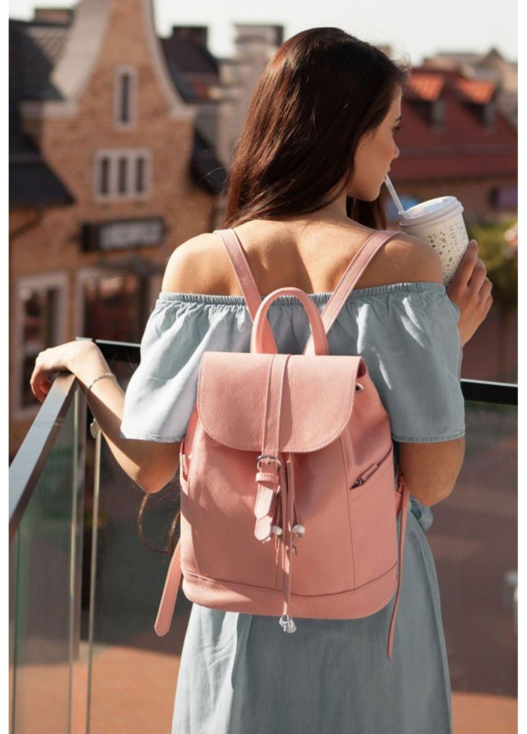 Жіночий шкіряний рожевий рюкзак «Олсен барбі» bn-bag-13-barbi BlankNote (263519136)
