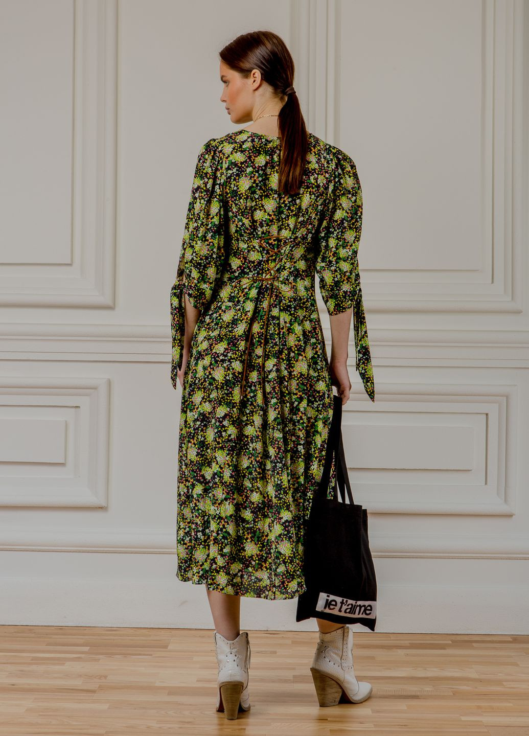 Темно-зелена повсякденний сукня міді з квітковим принтом джейден Dolcedonna з квітковим принтом
