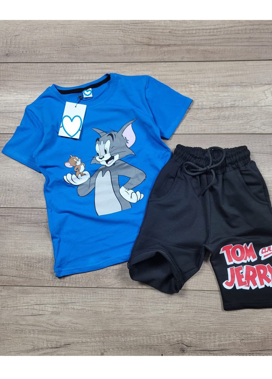 Синий летний костюм легкий (футболка, шорты) том и джерри (tom and jerry) Disney