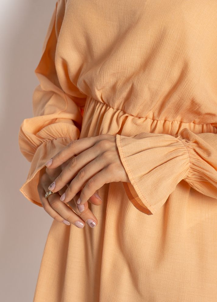 Персикова кежуал однотонна сукня з довгими рукавами (персиковий) Time of Style однотонна