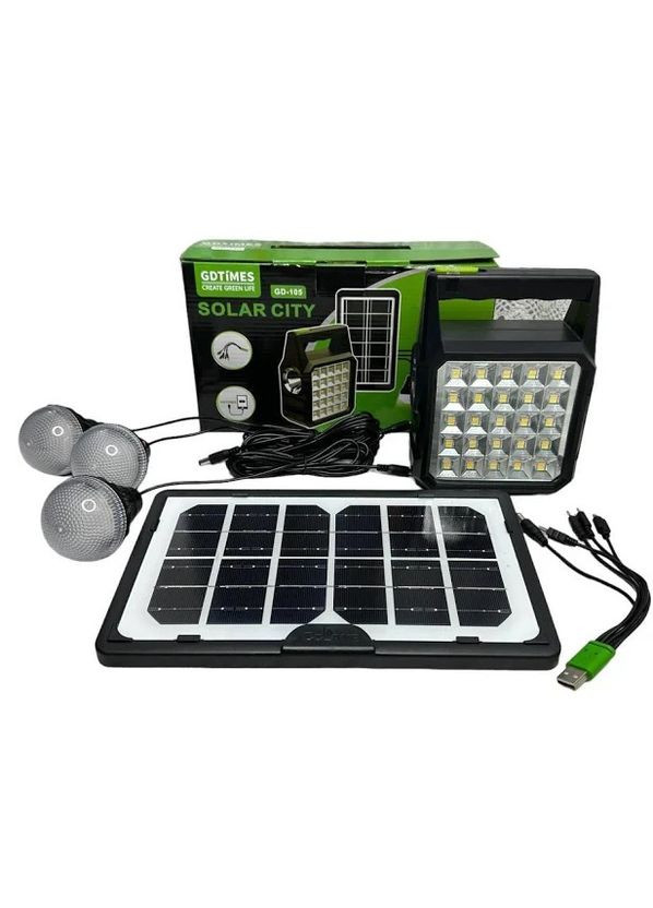 Портативний ліхтарик на сонячній батареї + Сонячна зарядна станція + 3 лампочки GDLITE GD-105 No Brand (276322163)