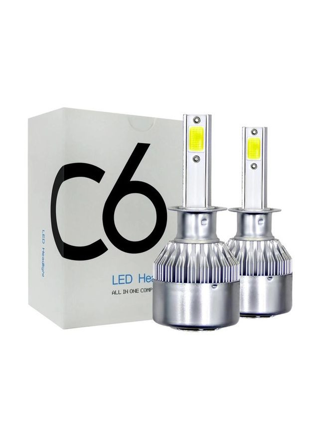 Комплект LED ламп H1 12V, 36W, 3800Lm Светодиодные лампы C6 вентилятор (авиац. алюмин.) No Brand (277815359)