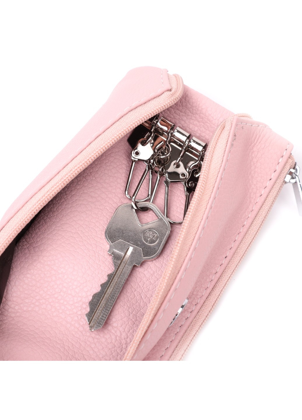 Стильная ключница нежного цвета из натуральной кожи 22510 Розовый st leather (277980565)
