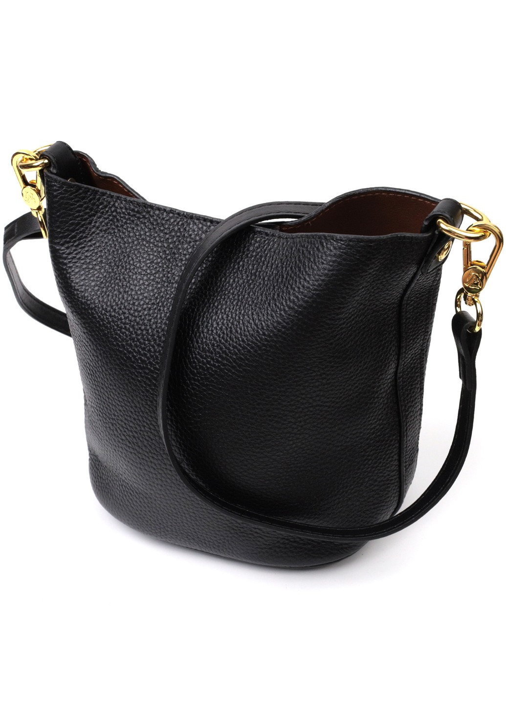 Шкіряна жіноча сумка з автономною косметичкою всередині 22363 Чорна Vintage (276457611)