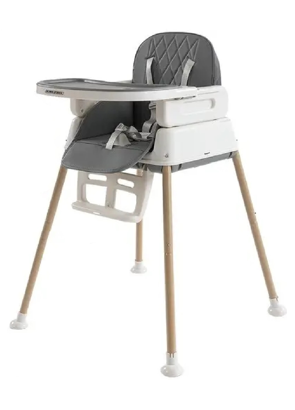 Дитяче крісло стілець для годування дітей малюків зі знімним столом ніжками стільницею 6 в 1 90х66х66см (475538-Prob) Сіре Unbranded (268546430)