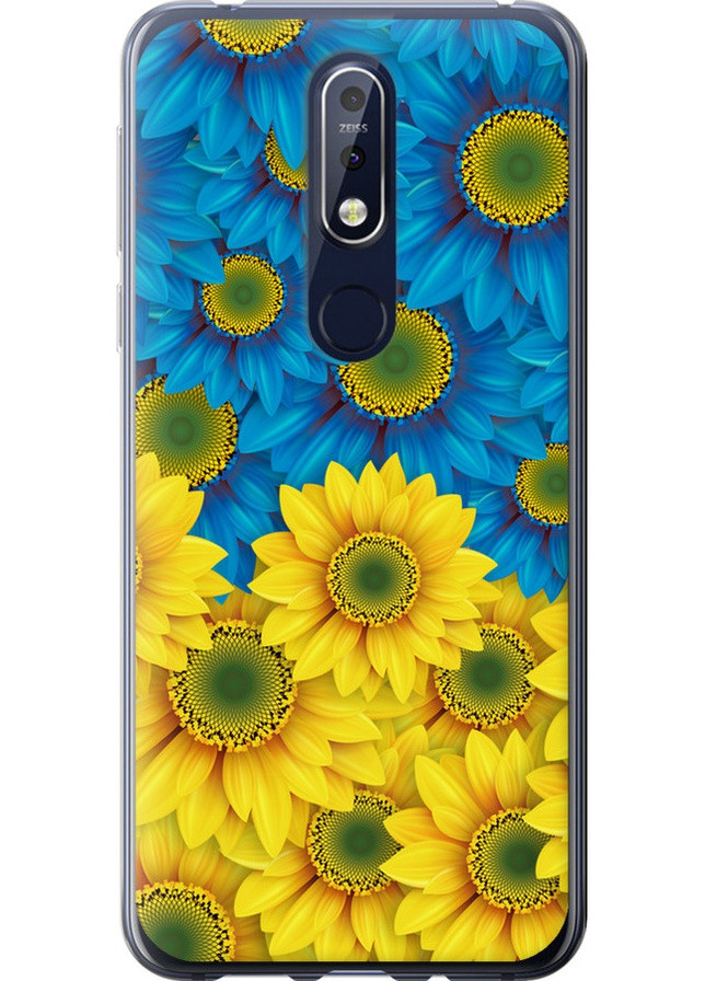 Силиконовый чехол 'Жёлто-голубые цветы' для Endorphone Nokia 7.1 (258299263)