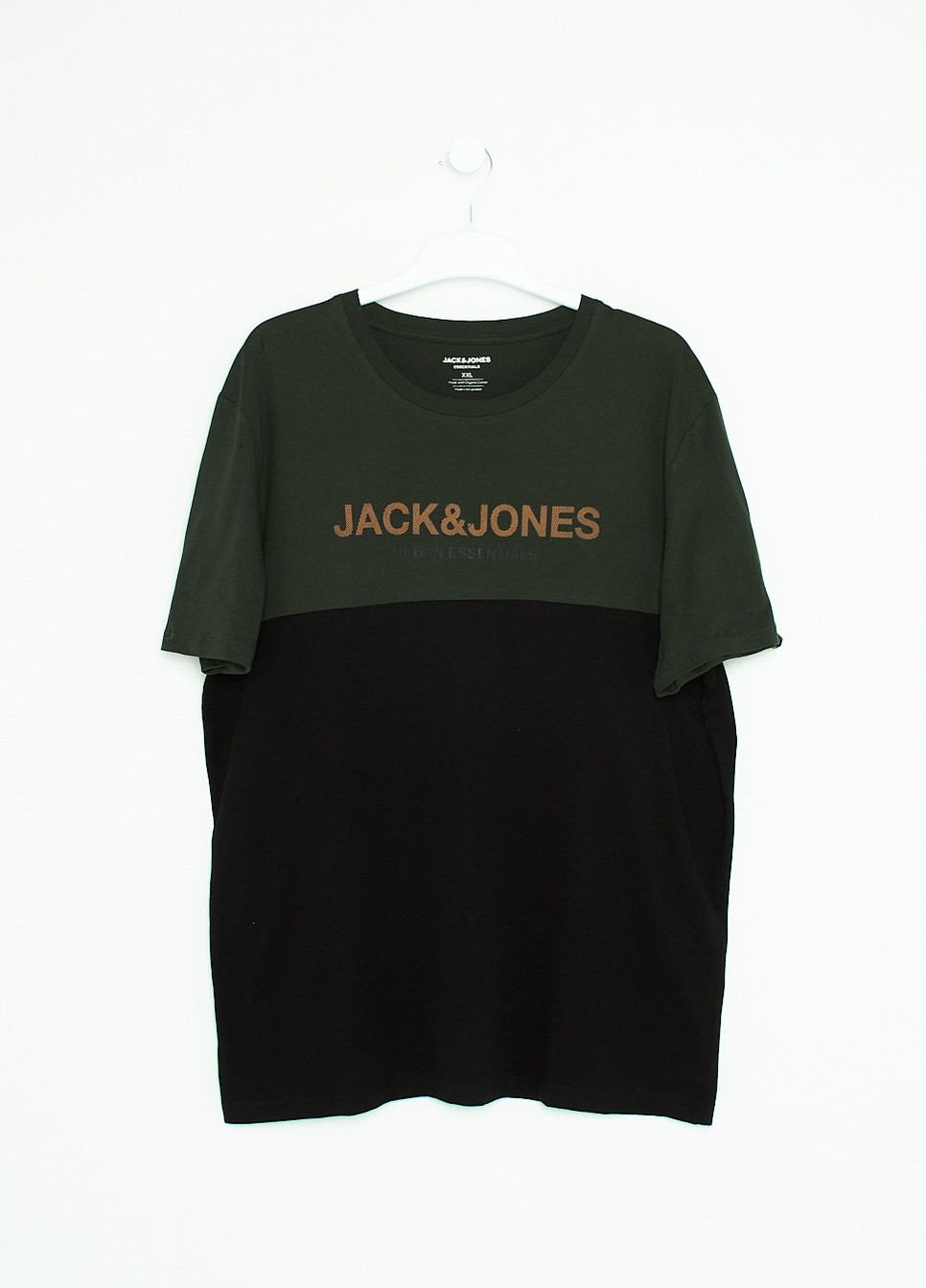 Чорна футболка,чорний-хакі, JACK&JONES