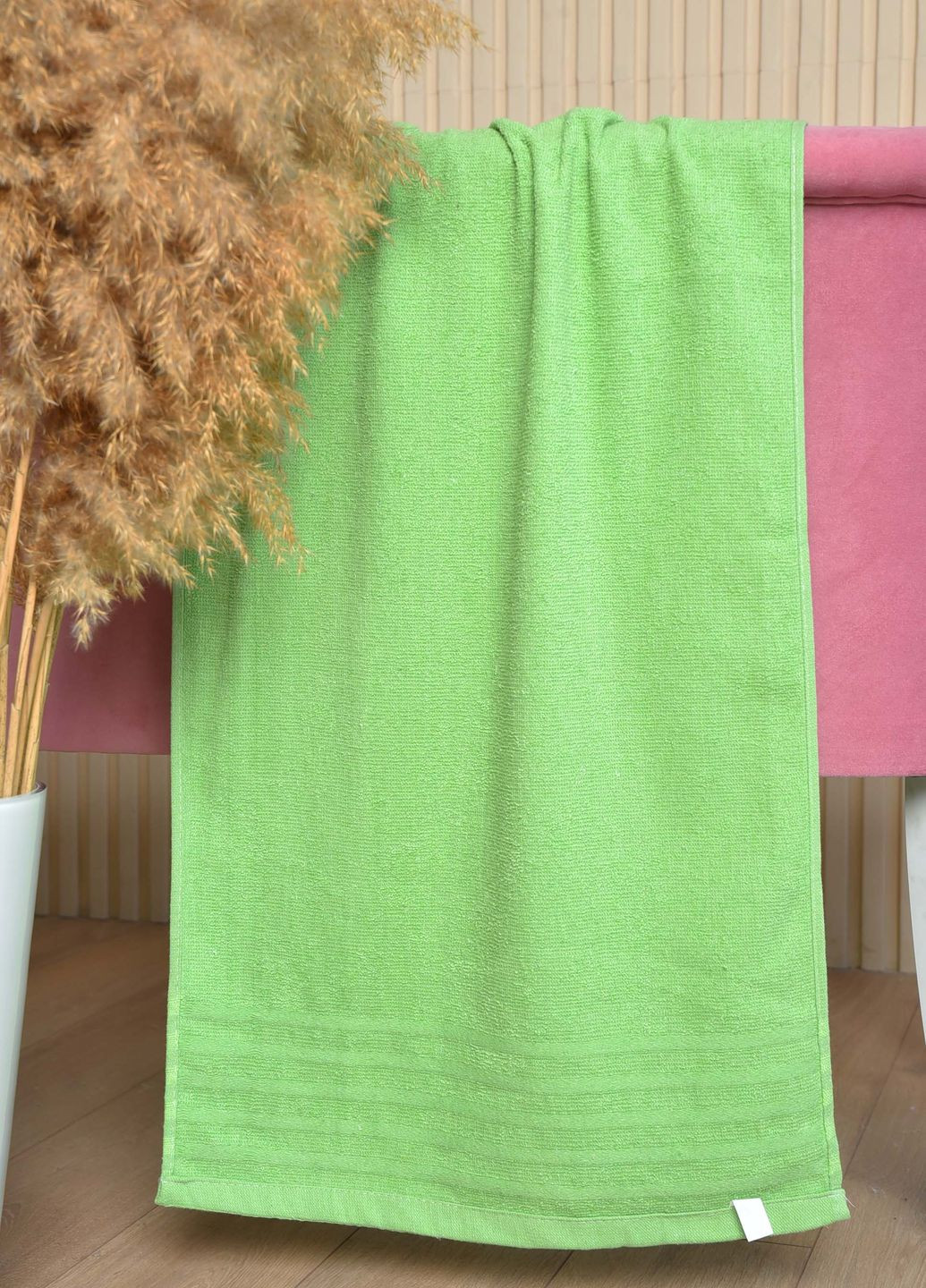 Let's Shop полотенце для лица махровое зеленого цвета однотонный зеленый производство - Турция