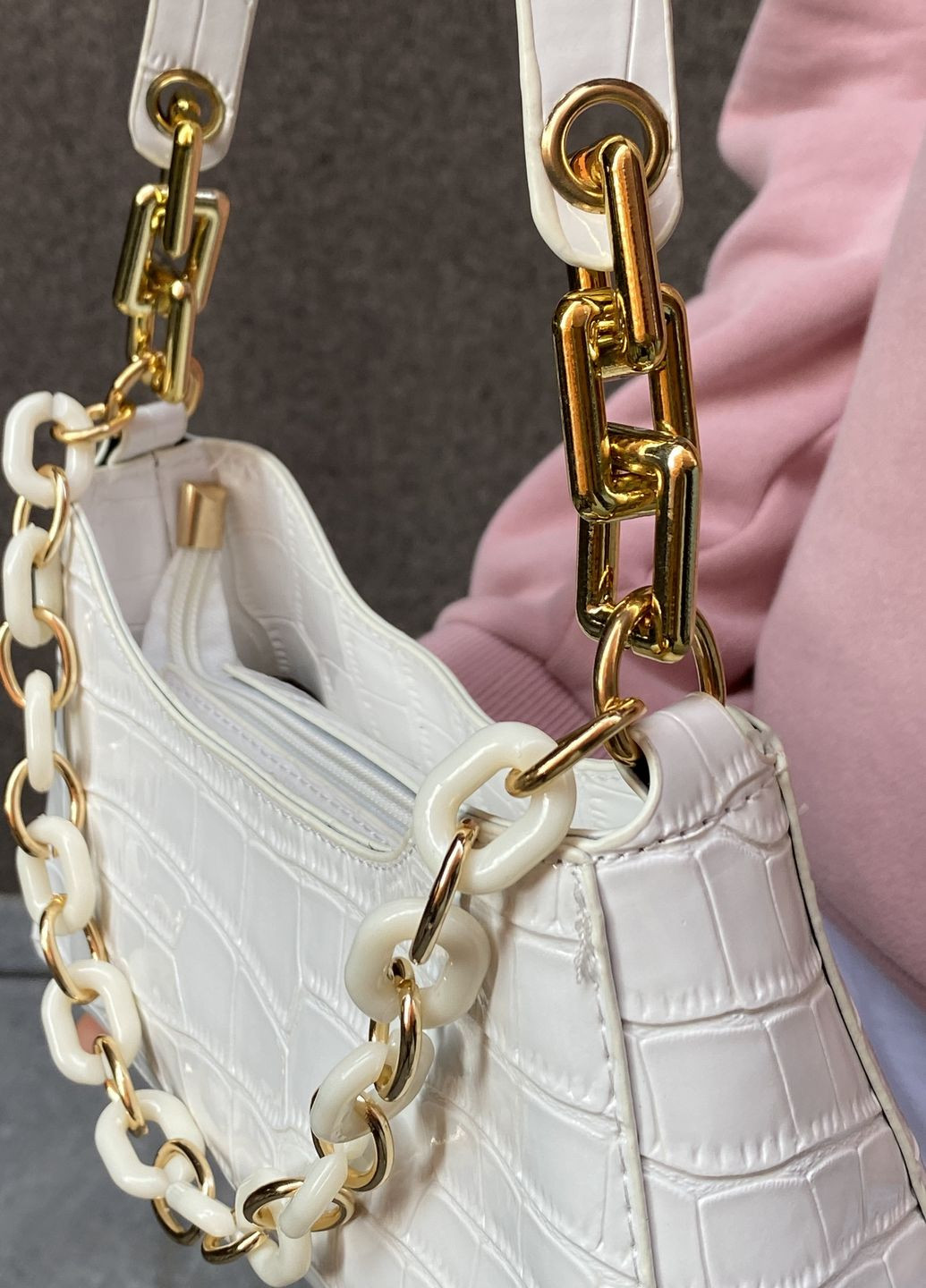 Женская маленькая сумка багет белая No Brand (270369425)