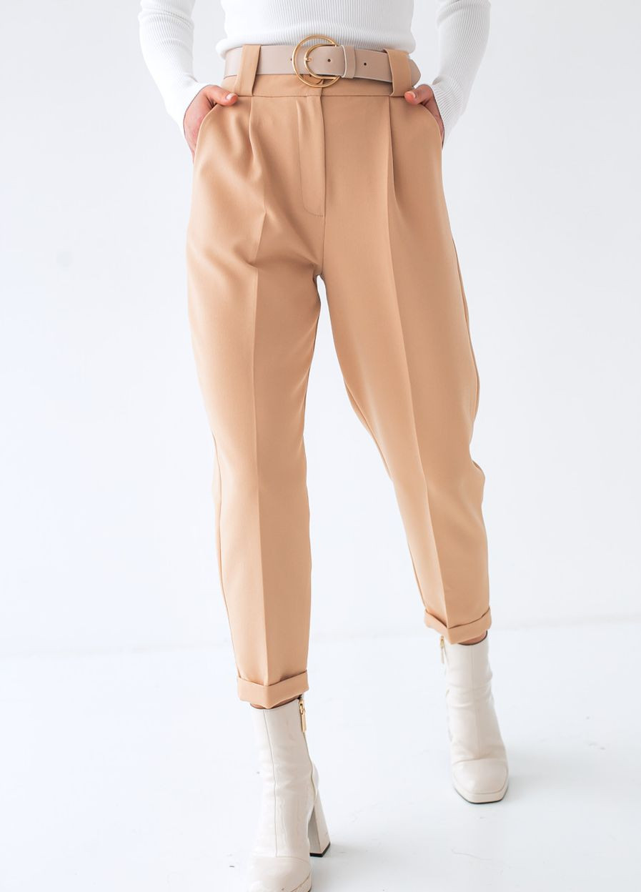Светло-коричневые классические демисезонные брюки PERRY