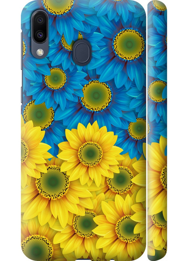 3D пластиковый матовый чехол 'Жёлто-голубые цветы' для Endorphone Samsung Galaxy M20 (257838209)