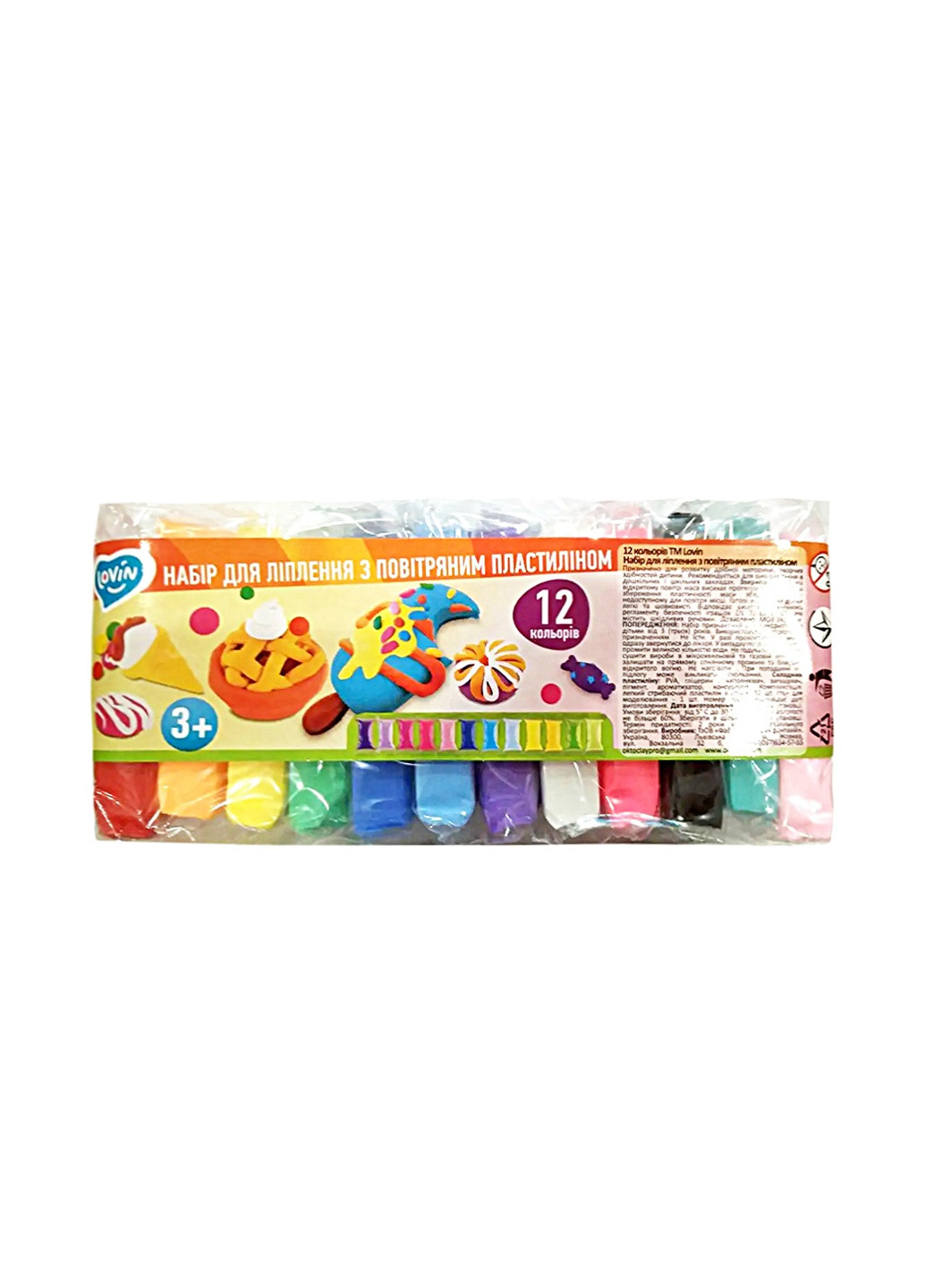 Набор для лепки с воздушным пластилином "12 цветов" цвет разноцветный ЦБ-00198931 LOVIN'DO (259467694)
