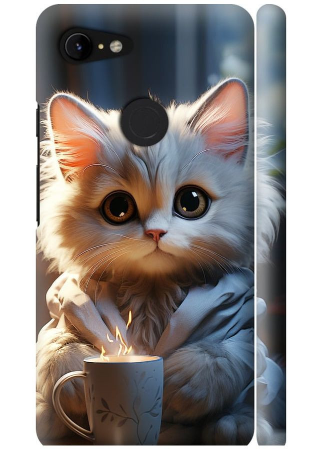 3D пластиковый матовый чехол 'White cat' для Endorphone google pixel 3 xl (265396147)
