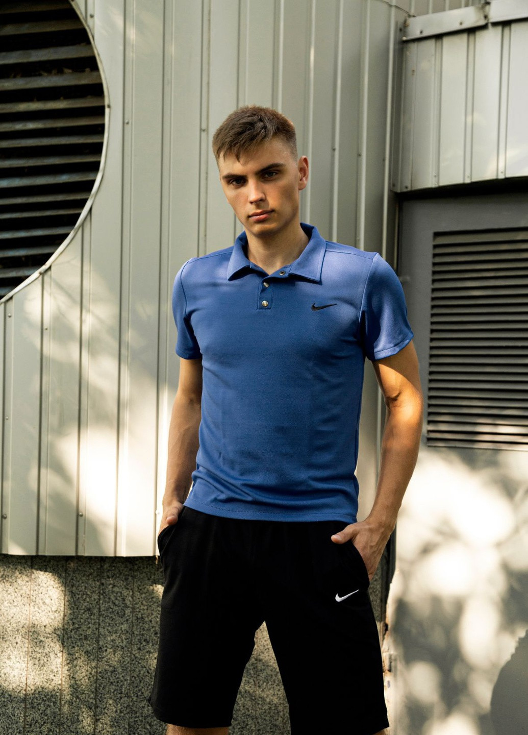 Синяя футболка-футболка-поло (копия) для мужчин No Brand