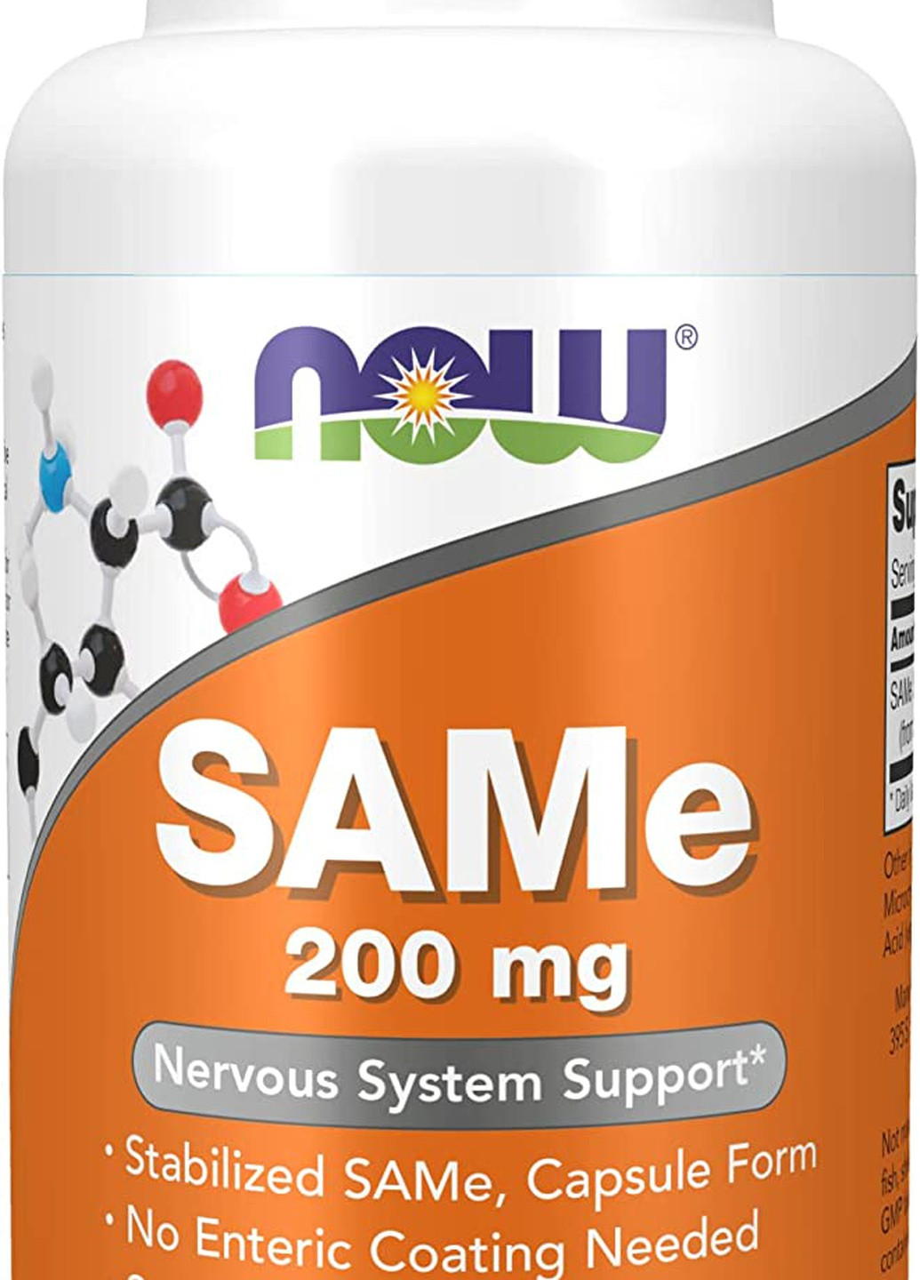 S-аденозилметіонін SAMe (Disulfate Tosylate), 200 mg, 60 Veg Capsules Now (257580551)