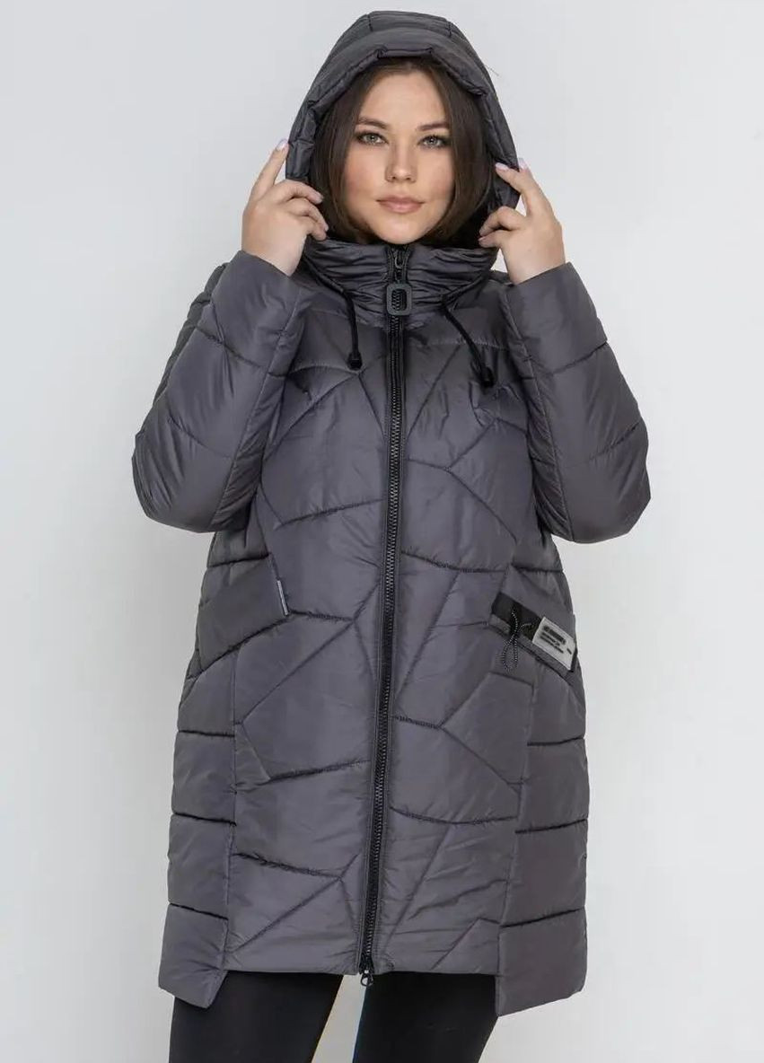 Графітова зимня зимова жіноча куртка великого розміру SK