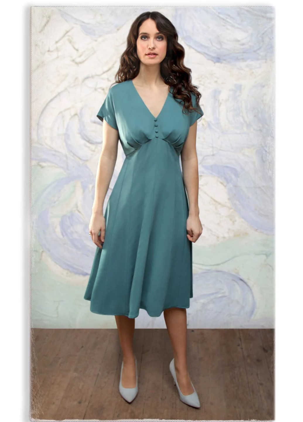 Бірюзова коктейльна сукня жіноча "валерія" кольору венеціанський голубий No Brand однотонна