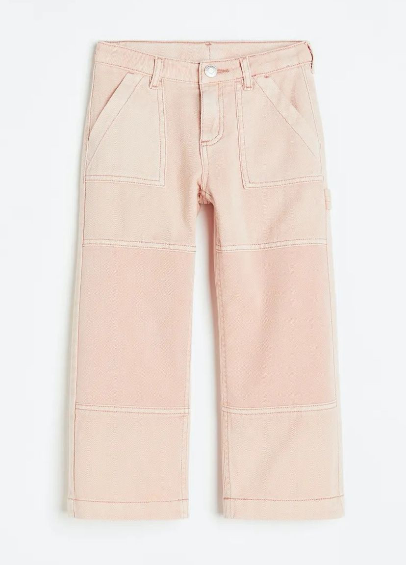 Пудровые демисезонные штаны джинсы для девочки 9326 140 см пудровый 70190 H&M