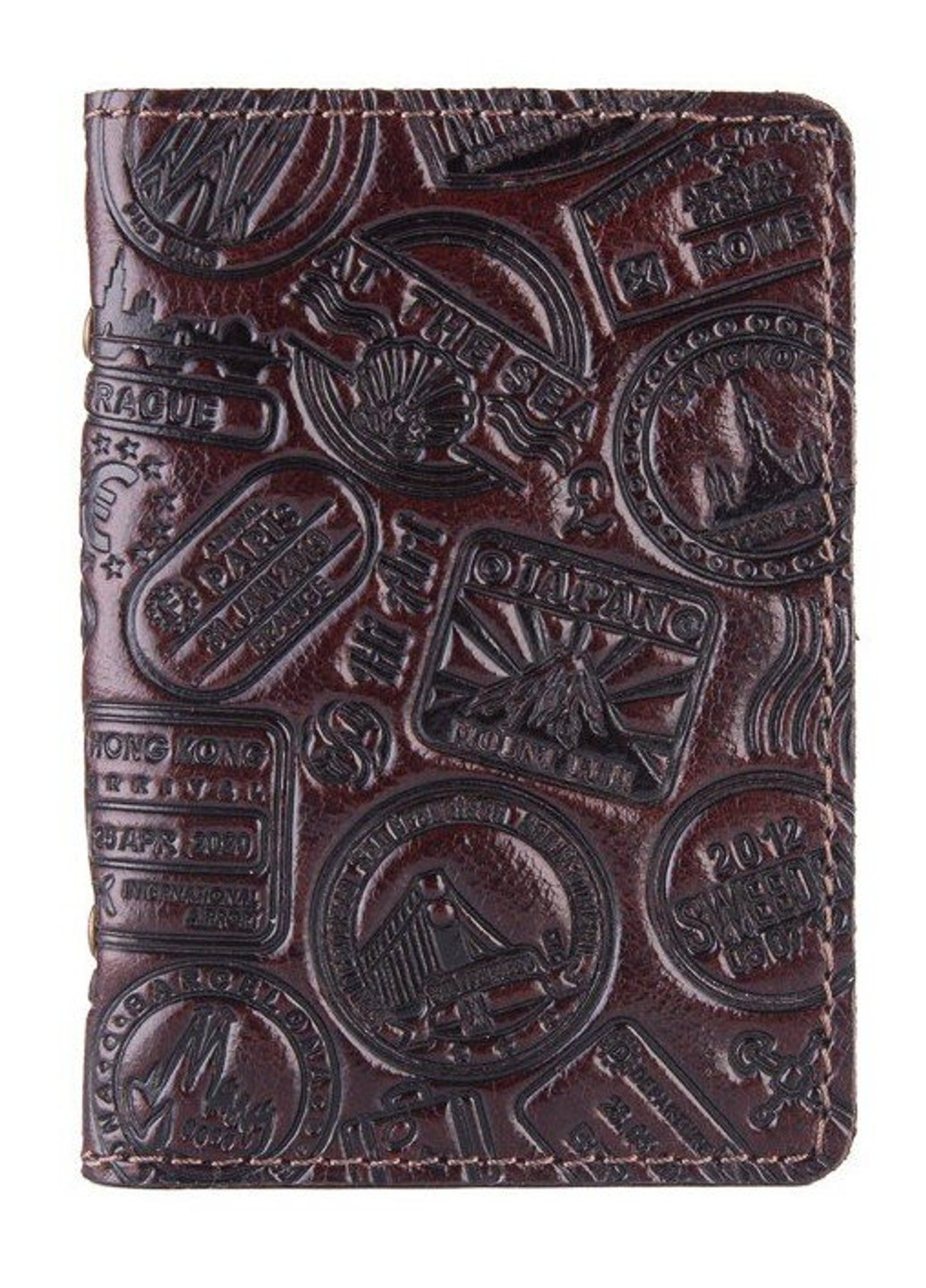 Обложка для документов из кожи HiArt AD-03 Crystal Brown Silk Let's Go Travel Коричневый Hi Art (268371833)
