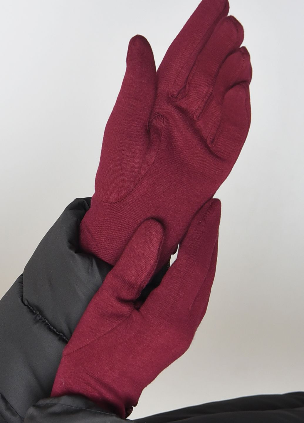 Перчатки женские на меху бордового цвета размер 6,5 Let's Shop (263278143)
