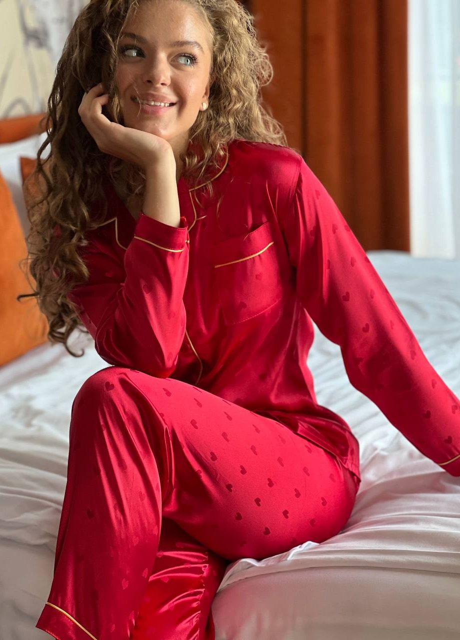 Красная всесезон красивая пижама No Brand