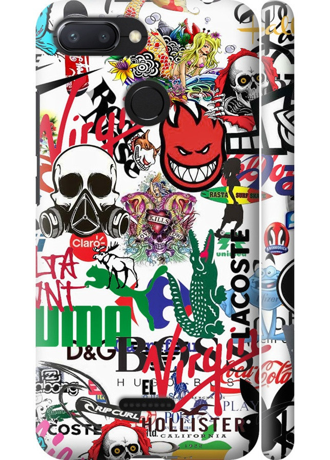 3D пластиковый матовый чехол 'Many different logos' для Endorphone Xiaomi Redmi 6 (257904952)