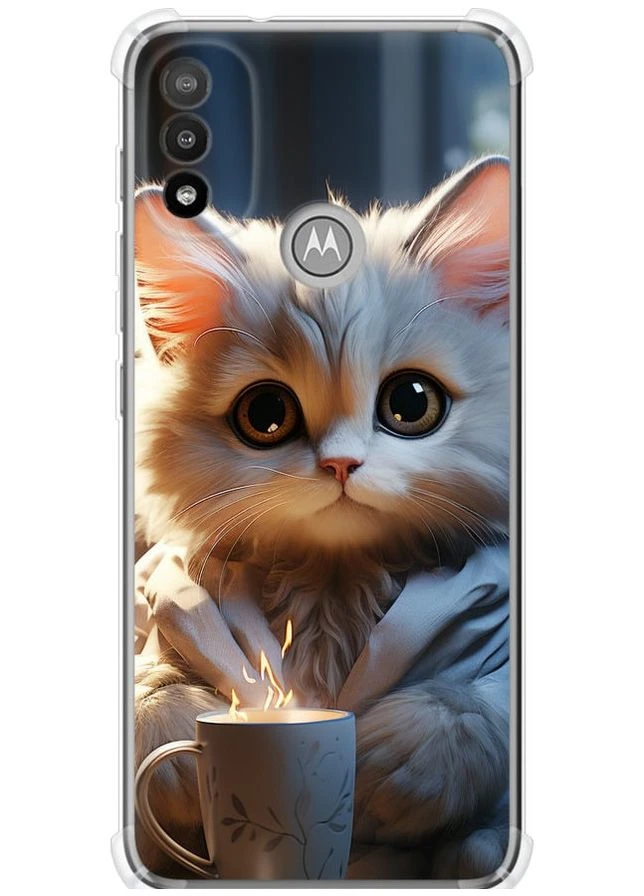 Силикон с усиленными углами чехол 'White cat' для Endorphone Motorola E20 (265397953)
