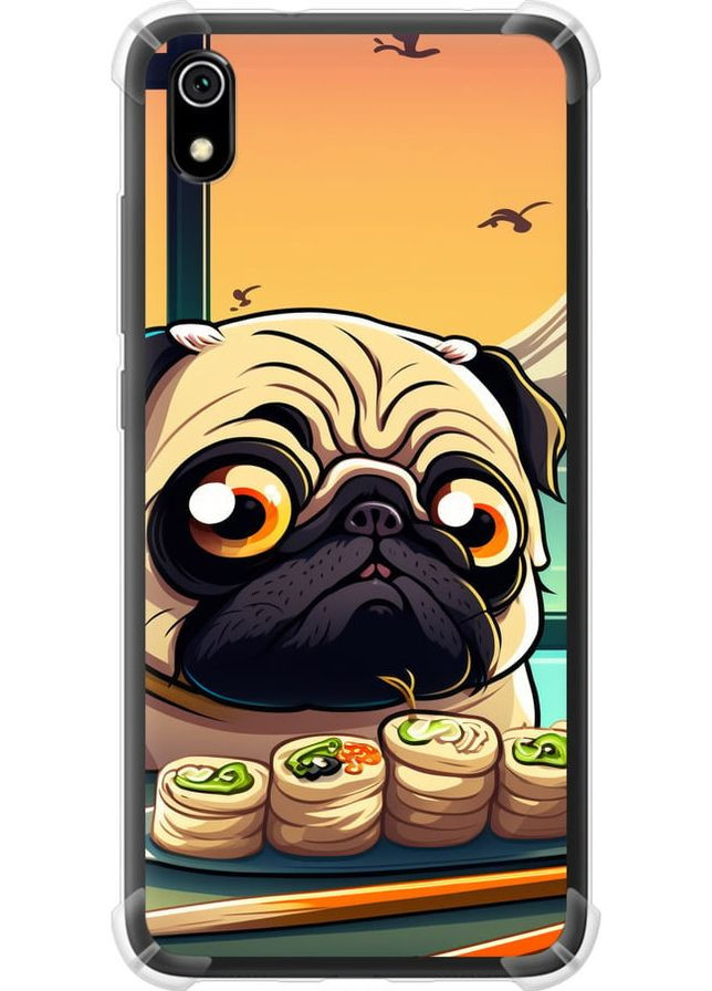 Силіконовий протиударний с посиленими кутами чохол 'Мопс і суші' для Endorphone Xiaomi Redmi 7A (276317950)