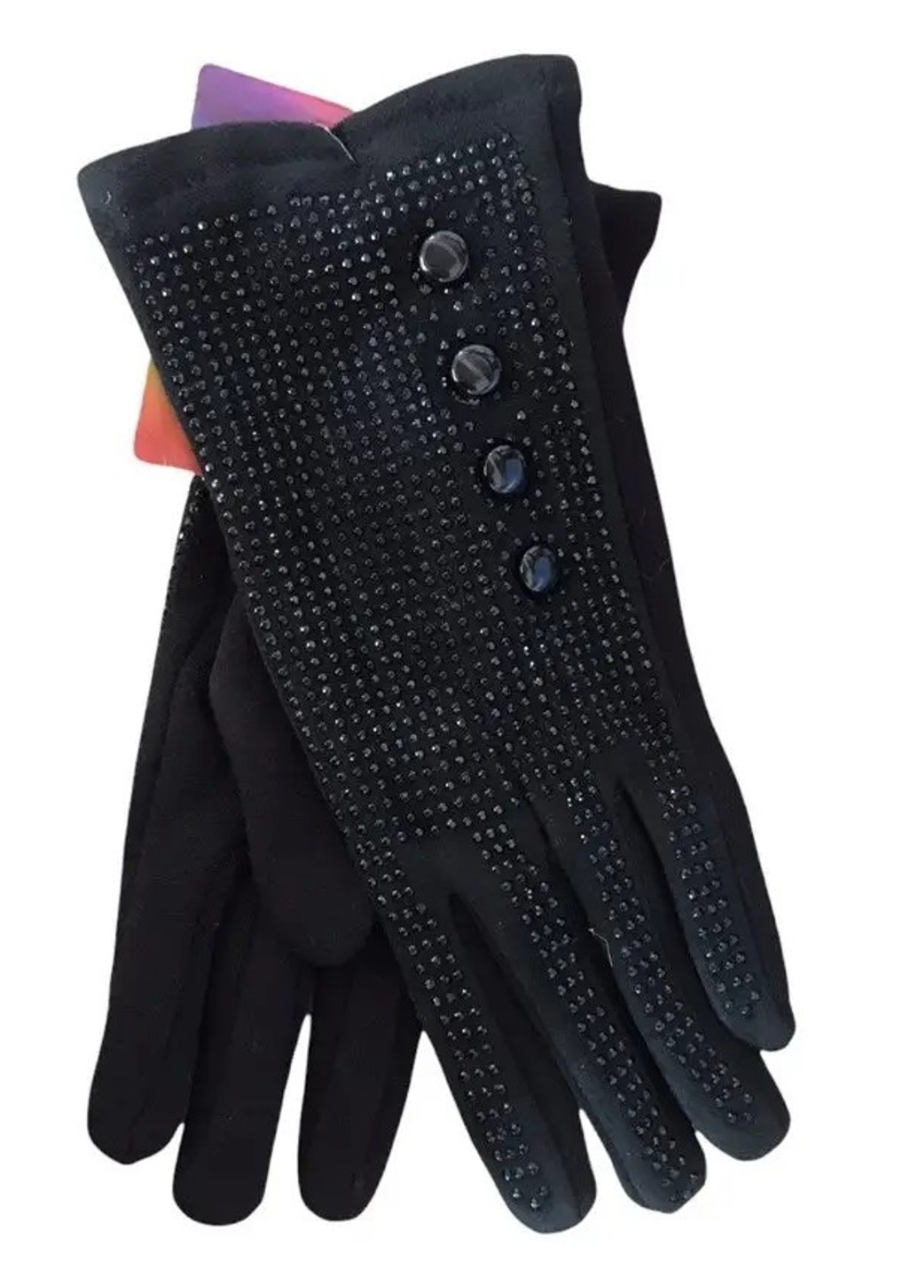 Жіночі розтяжні рукавички чорні 196S1 с BR-S (261771633)
