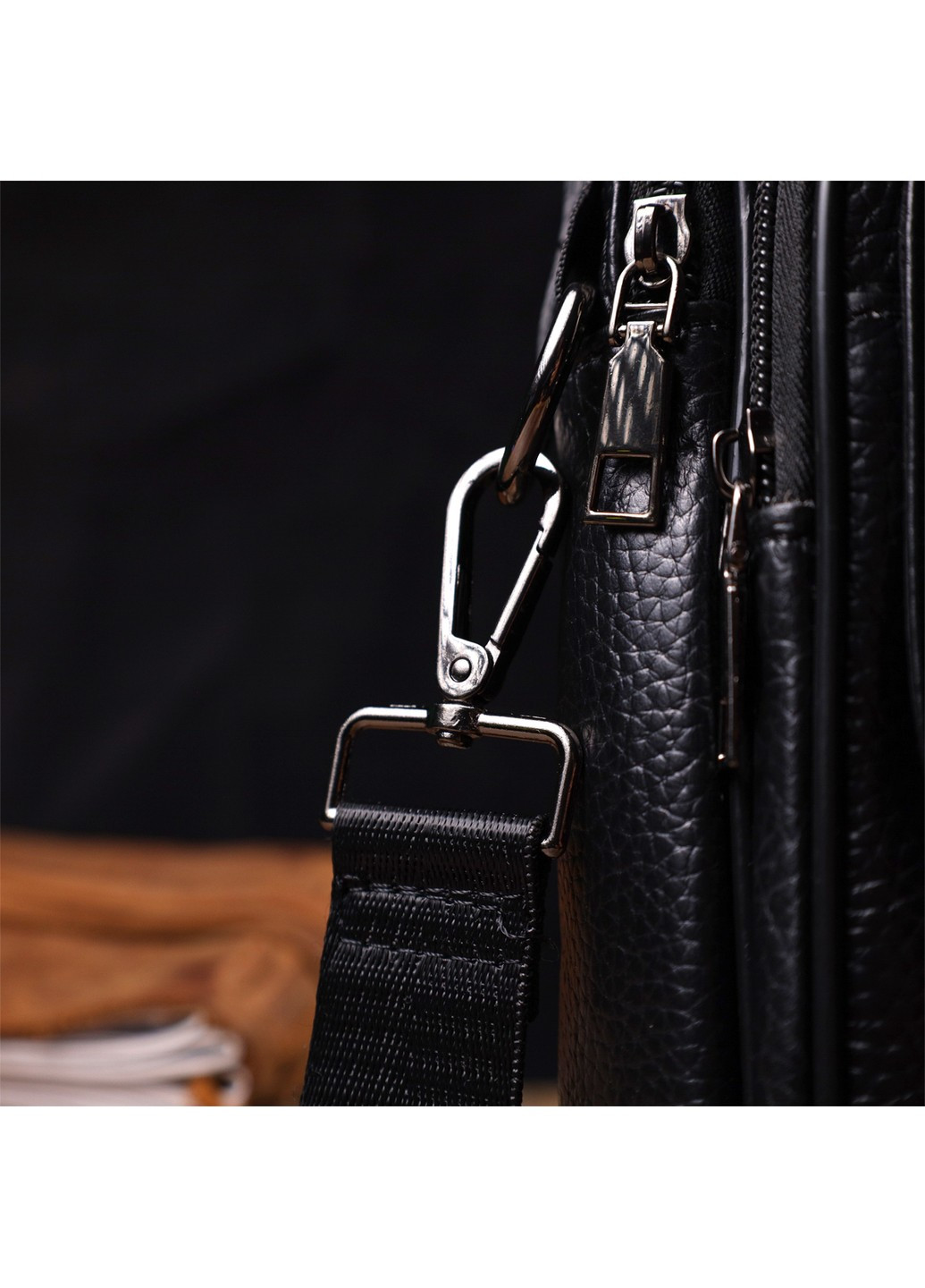 Практичний чоловічий месенджер із натуральної шкіри 21950 Чорний Vintage (267507120)