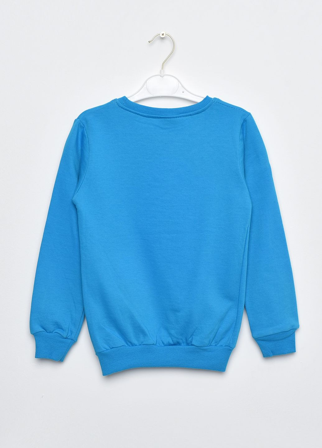 Синій демісезонний батник дитячий для хлопчика на флісі синього кольору пуловер Let's Shop