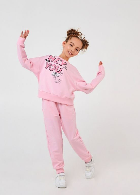 Розовый детский костюм (свитшот+брюки) | 95% хлопок | демисезон | 122, 128, 134, 140 | удобный и стильный розовый Smil