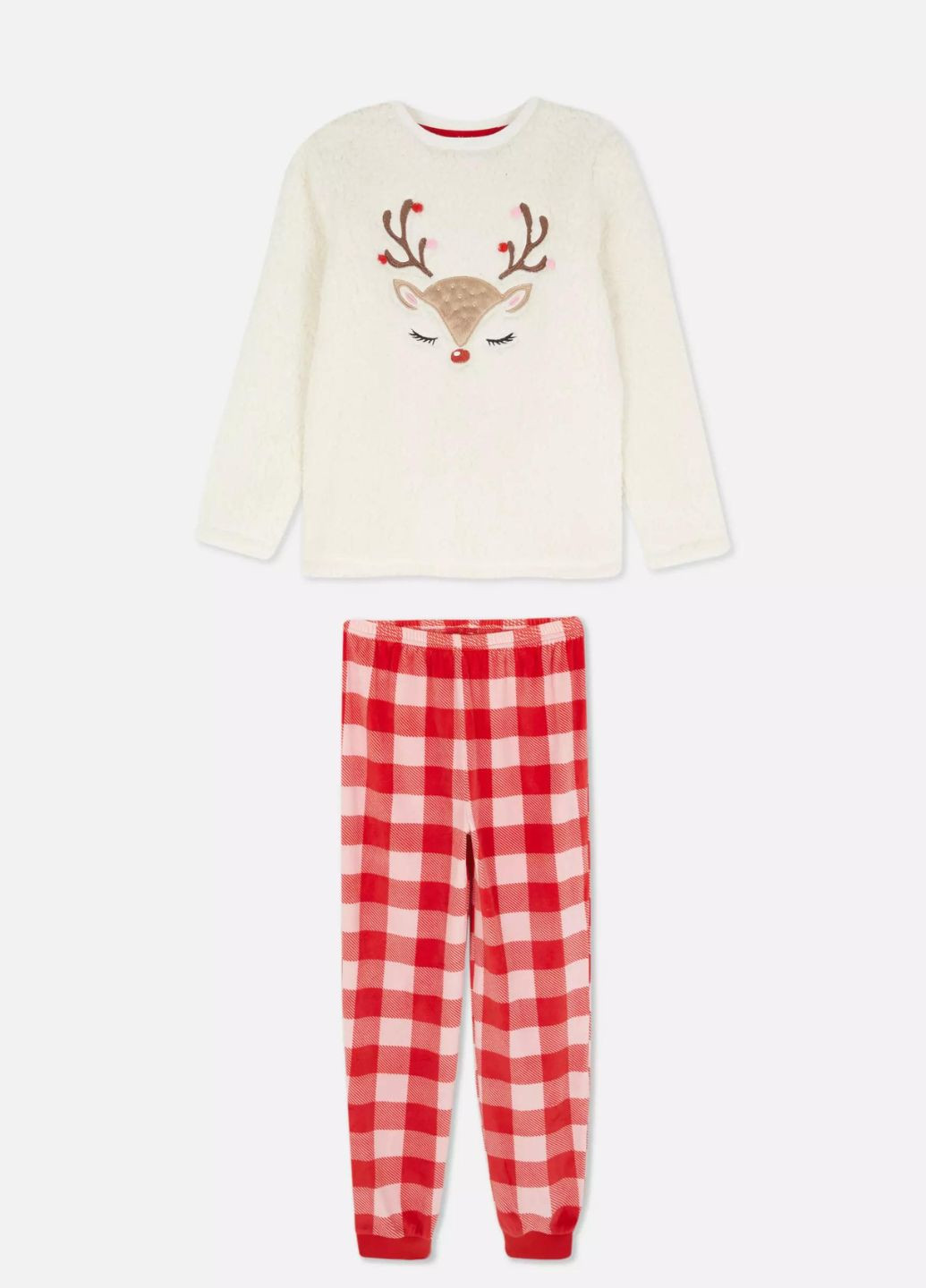 Комбинированная зимняя тепленькая пижамка девочке свитшот + брюки Primark