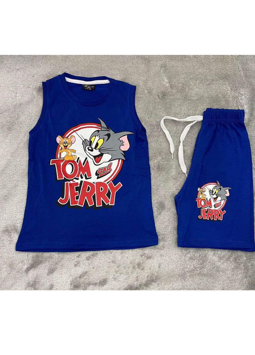 Синий летний костюм легкий (футболка, шорты) том и джерри (tom and jerry) No Brand
