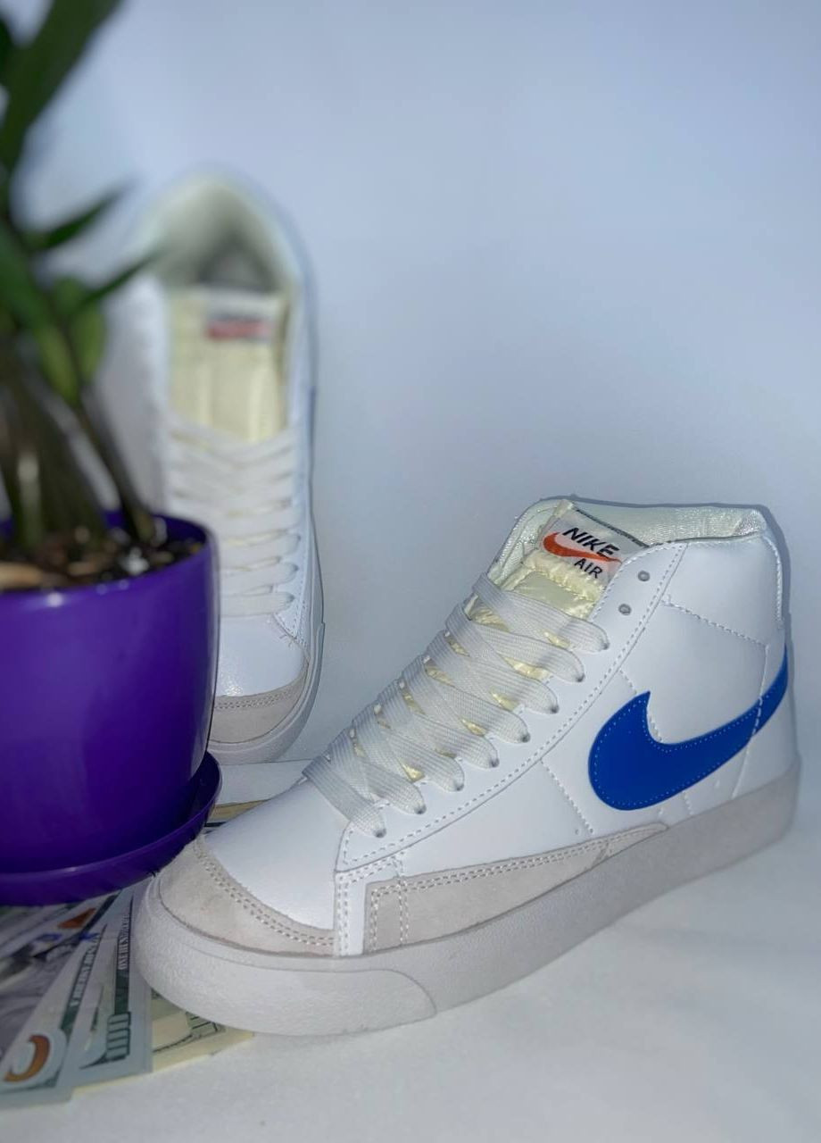 Белые демисезонные кросовки реплика blazer mid 77 white and blue Vakko