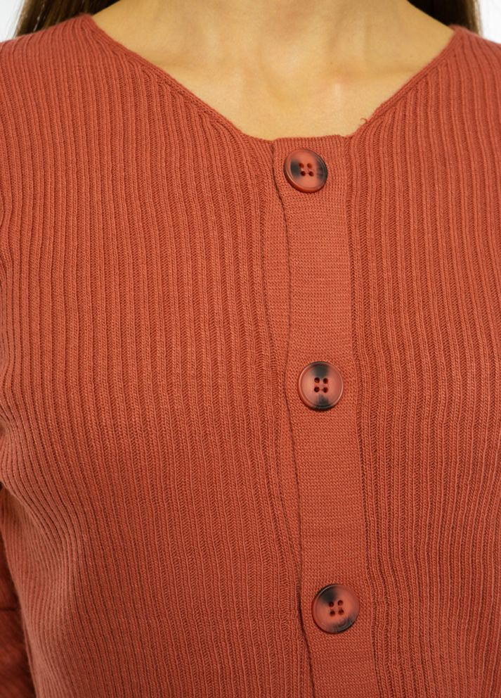 Прозорий демісезонний светр жіночий з ґудзиками (блідо-кораловий) Time of Style