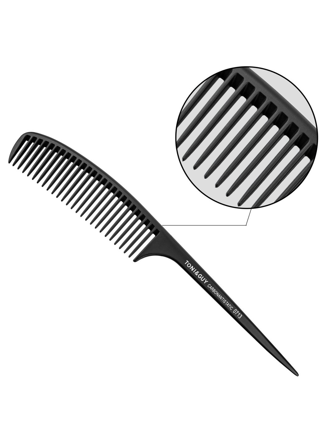 Гребінець для волосся Carbon T&G чорний з ручкою 0713 гребінець для стрижки гребінь для перукаря Toni & Guy (262292259)