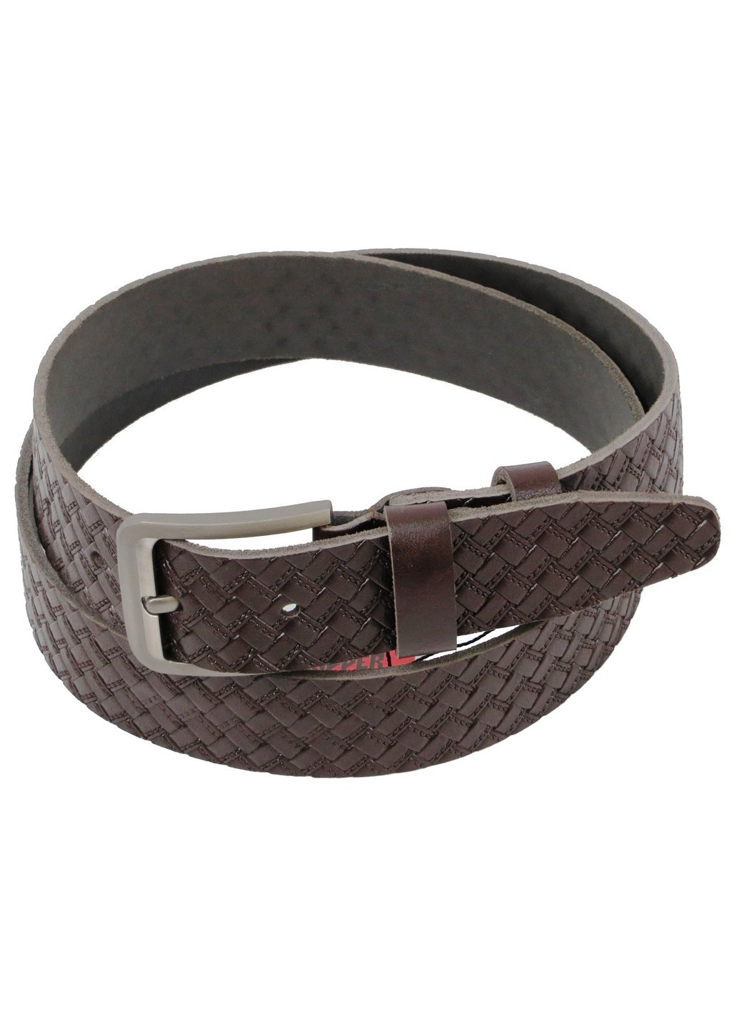 Мужской кожаный ремень под джинсы 1255-40 коричневый 4 см Skipper (266143677)