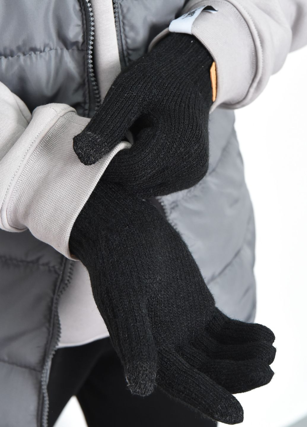 Перчатки мужские сенсорные с утеплителем черного цвета Let's Shop (275466449)
