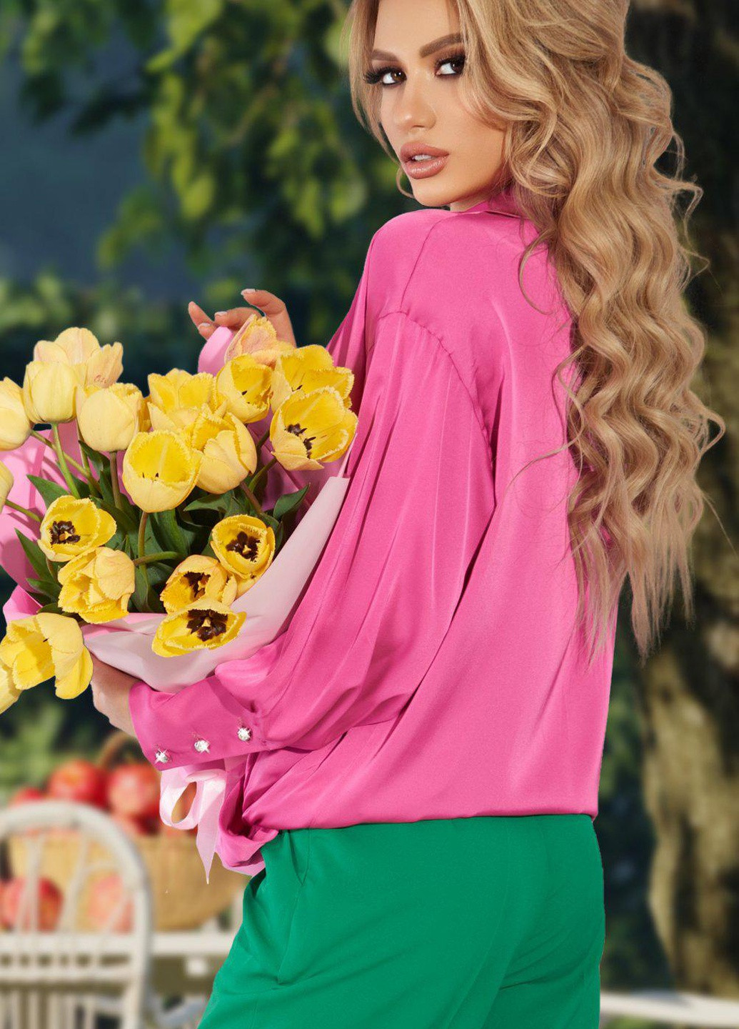 Розовая блузи красива шовкова блуза (ут000074018) Lemanta