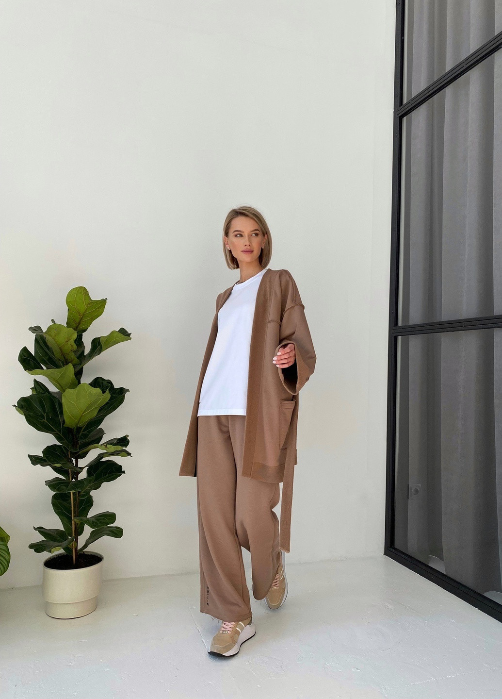 Широкі штани з накладними кешенями коричневий колір MORANDI (257100264)