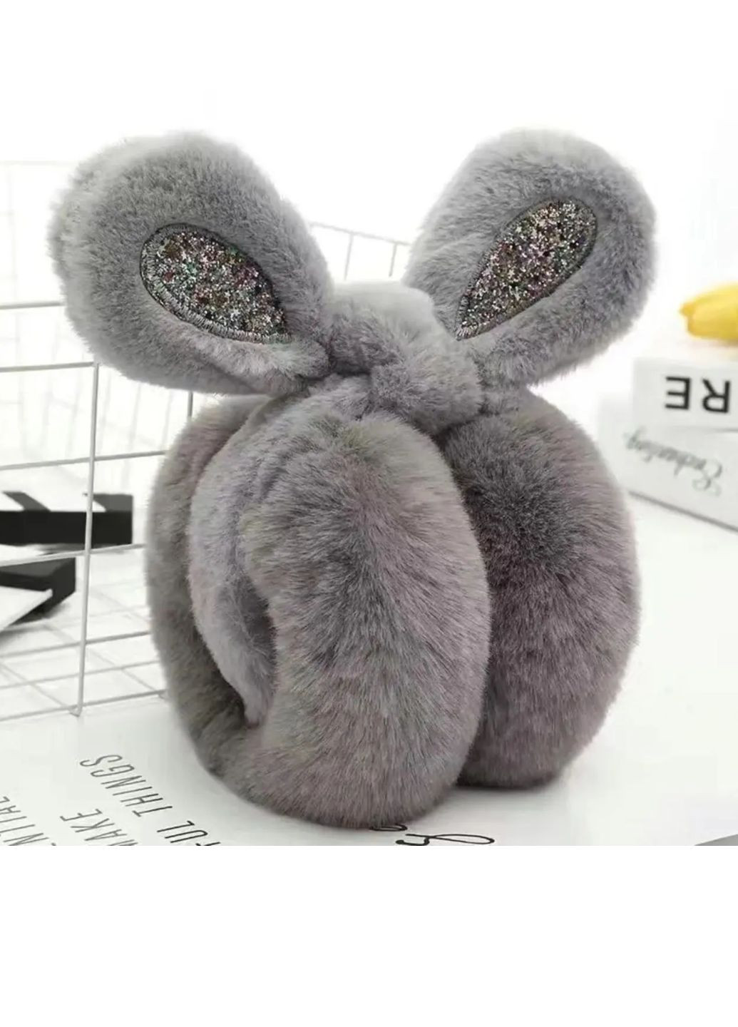 Навушники теплі з кролячими вушками Сірий One Size No Brand (261330125)