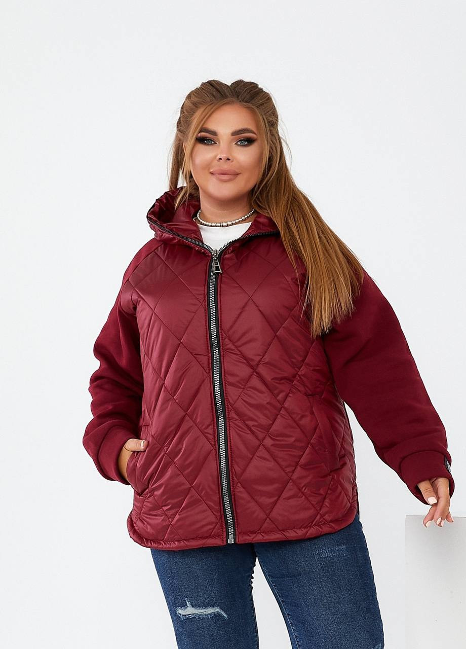 Бордовая женская куртка демисезонная цвета бордо р.48/50 376079 New Trend